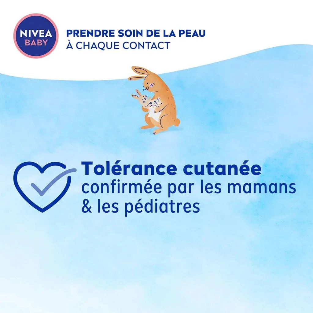 NIVEA – Baby Lingettes Soft & Cream Nettoyantes Douces à l’Huile d’Amande & Vitamines B5, C, E – 57 unités