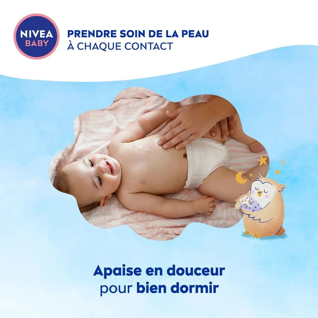 NIVEA – Baby Lotion Bonne Nuit à l’Huile d’Amande & Vitamines B5, C, E – Formule Relaxante SleepEssence™