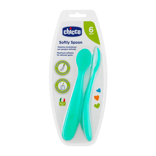 Chicco – Lot de 2 cuillères en silicone Super Soft pour bébé 6m+