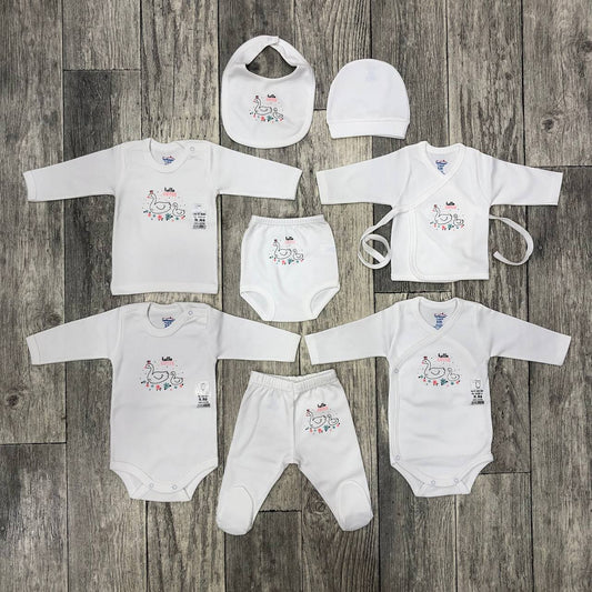 Ensemble 8 pièces pour fille – Coton – 0 à 3 mois