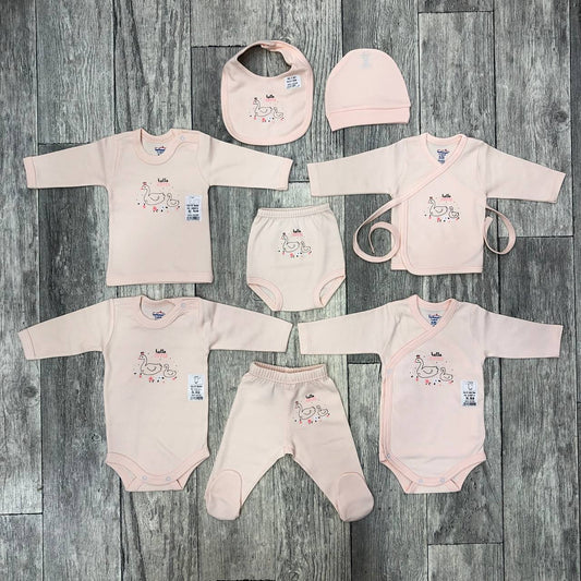 Ensemble 8 pièces pour fille – Coton – 0 à 3 mois