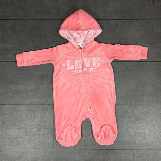 Grenouillère à capuche en velours pour bébé