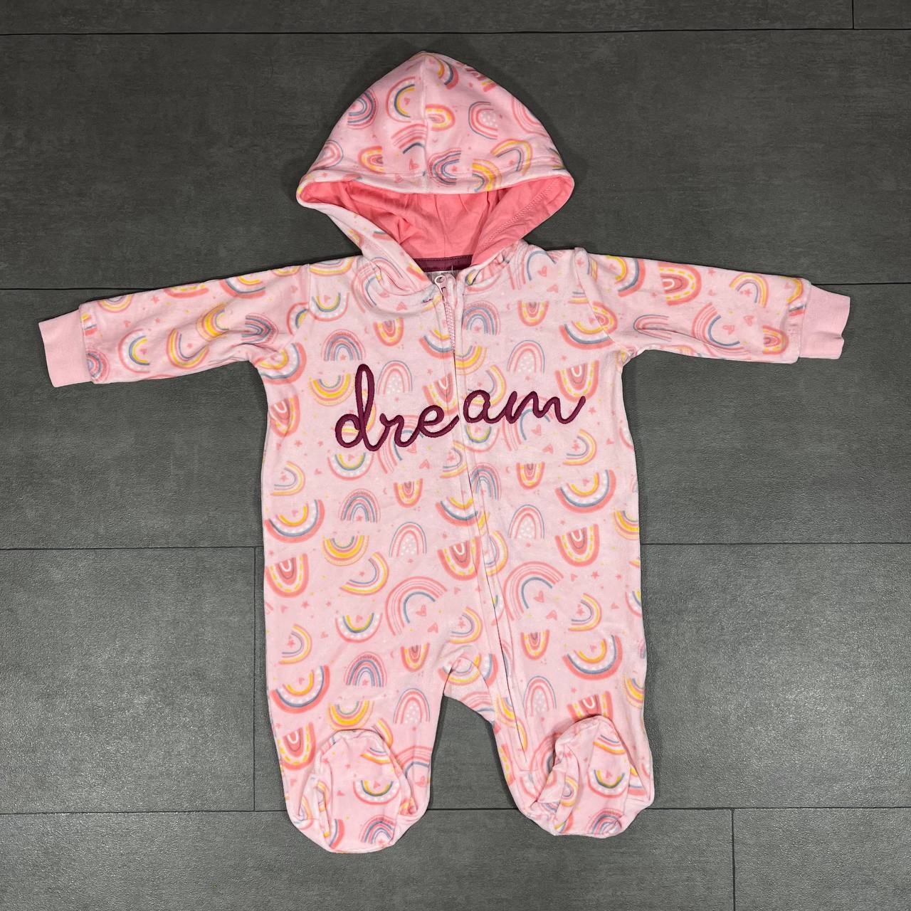 Grenouillère à capuche en velours pour bébé