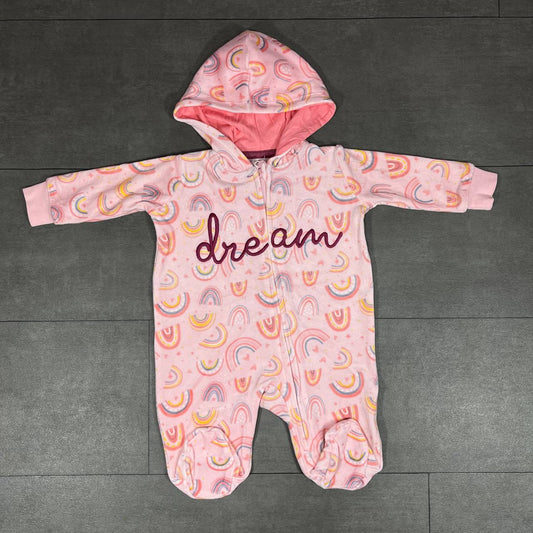 Grenouillère à capuche en velours pour bébé