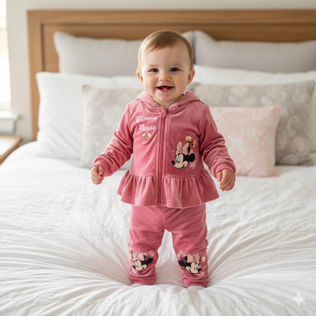 Disney – Ensemble 2 pièces en velours avec capuche (Minnie Floral)