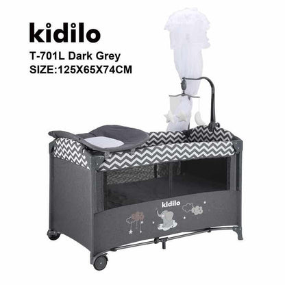Kidilo – Lit bébé multifonction + parc de jeu  –  Model T-701L
