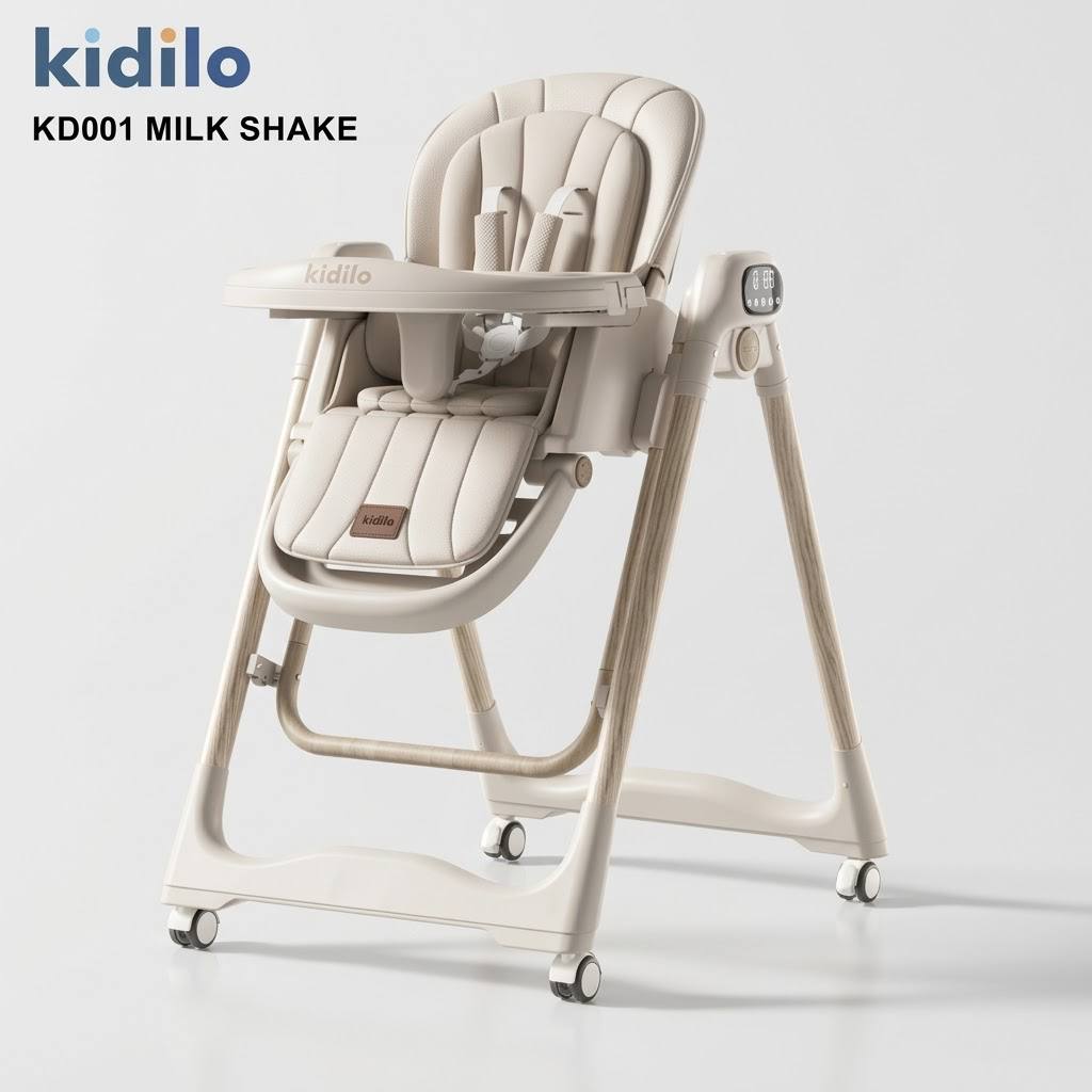 Kidilo – Chaise haute 2en1 avec fonction balançoire électrique et télécommande – Modèle KD001