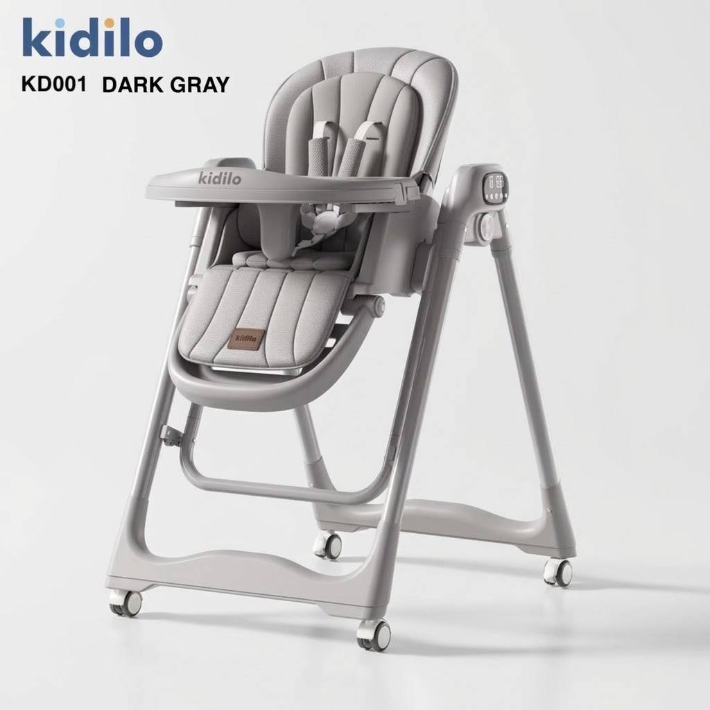 Kidilo – Chaise haute 2en1 avec fonction balançoire électrique et télécommande – Modèle KD001