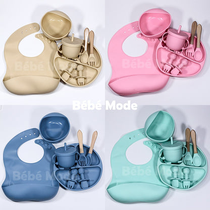 Ensemble de Vaisselle en Silicone 8 pcs pour Bébè