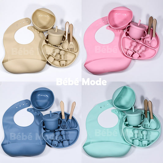 Ensemble de Vaisselle en Silicone 8 pcs pour Bébè