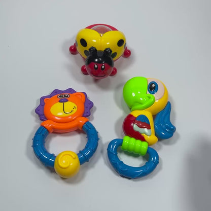 Set de Hochets Bébé Colorés – Lion, Oiseau & Abeille | Jouets Éducatifs 3M+