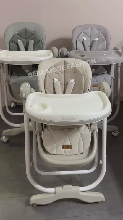 Kidilo – Chaise haute 2en1 avec fonction balançoire électrique et télécommande – Modèle KD002