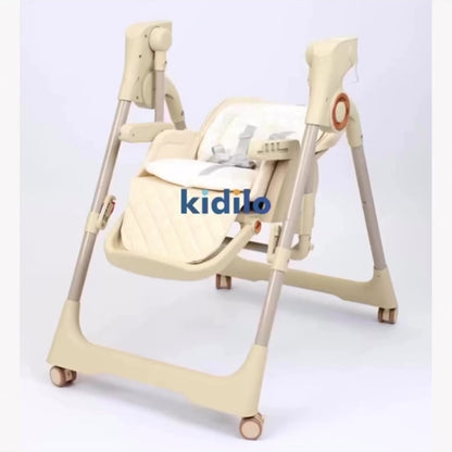 Kidilo – Chaise haute 2-en-1 avec fonction balançoire électrique et télécommande – Modèle KD018